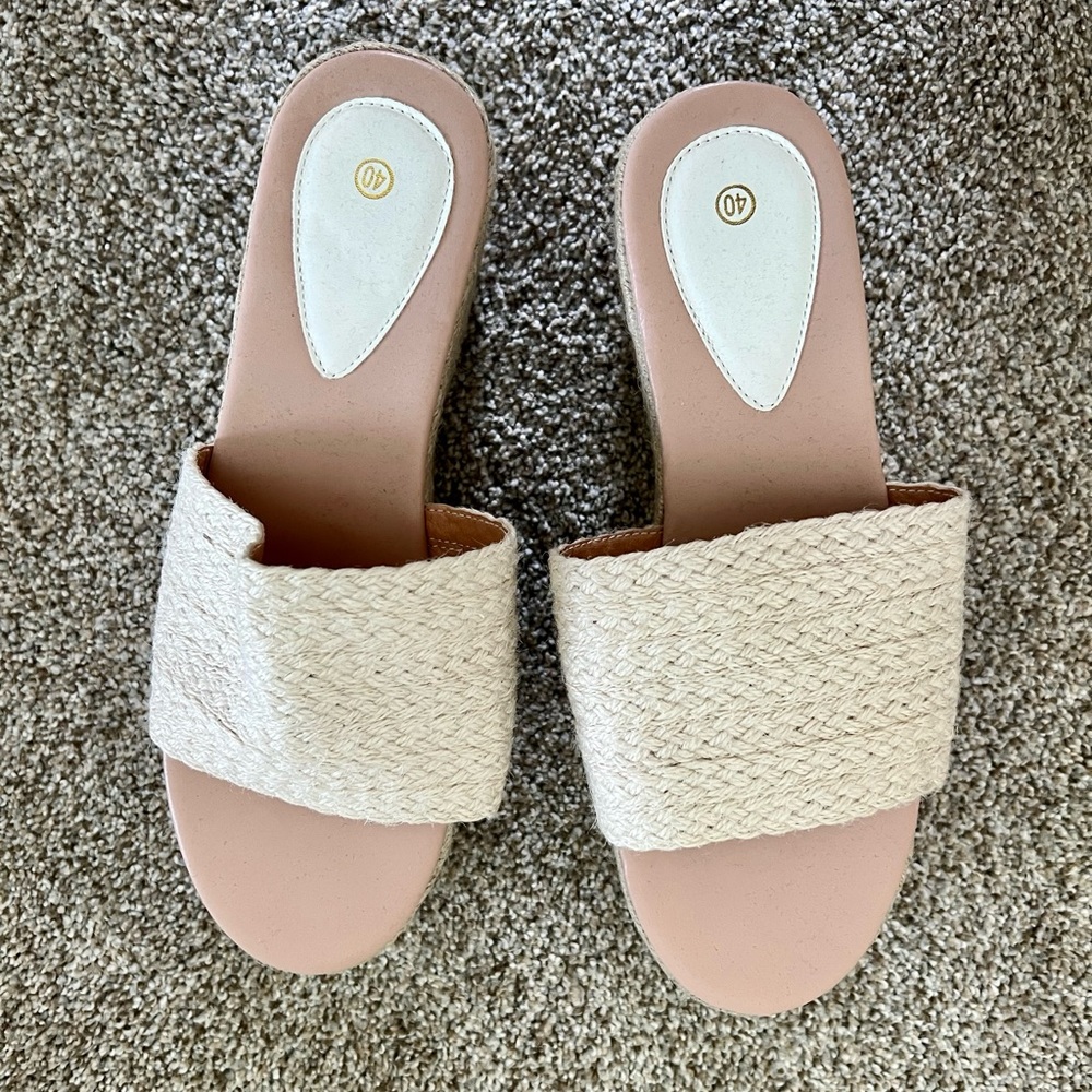 Never worn- size 8.5 crocheted platform sandals